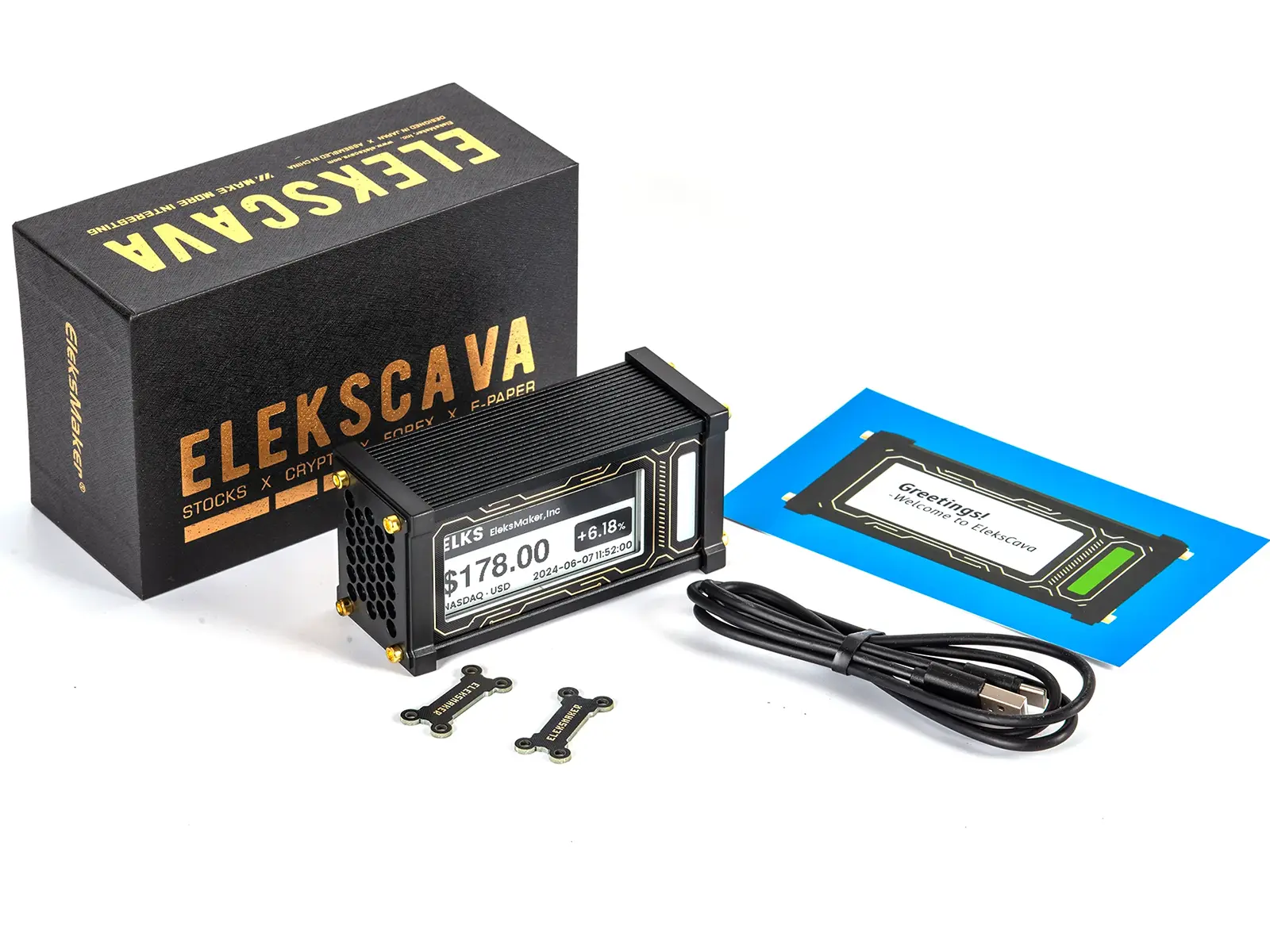 EleksCava 2.9" E-Ink Cryptocurrency Ticker - Complete Package