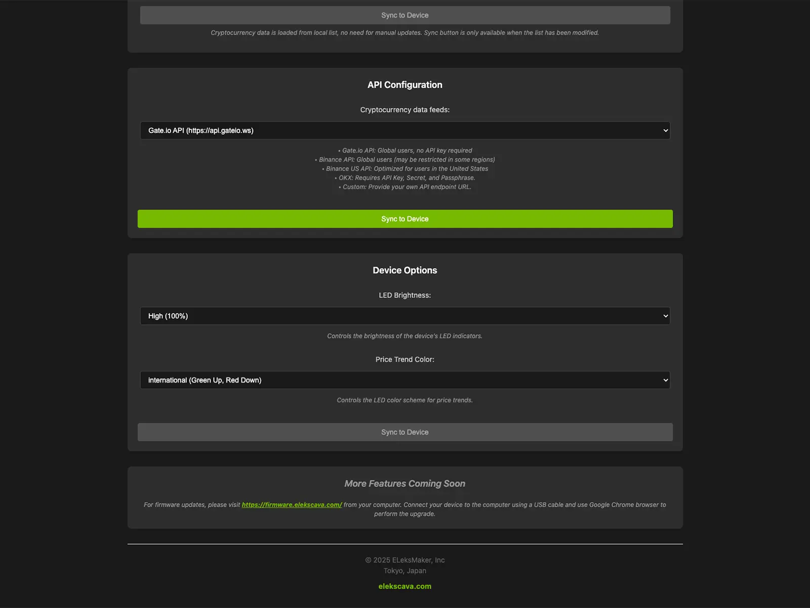EleksCava Price Alert Settings