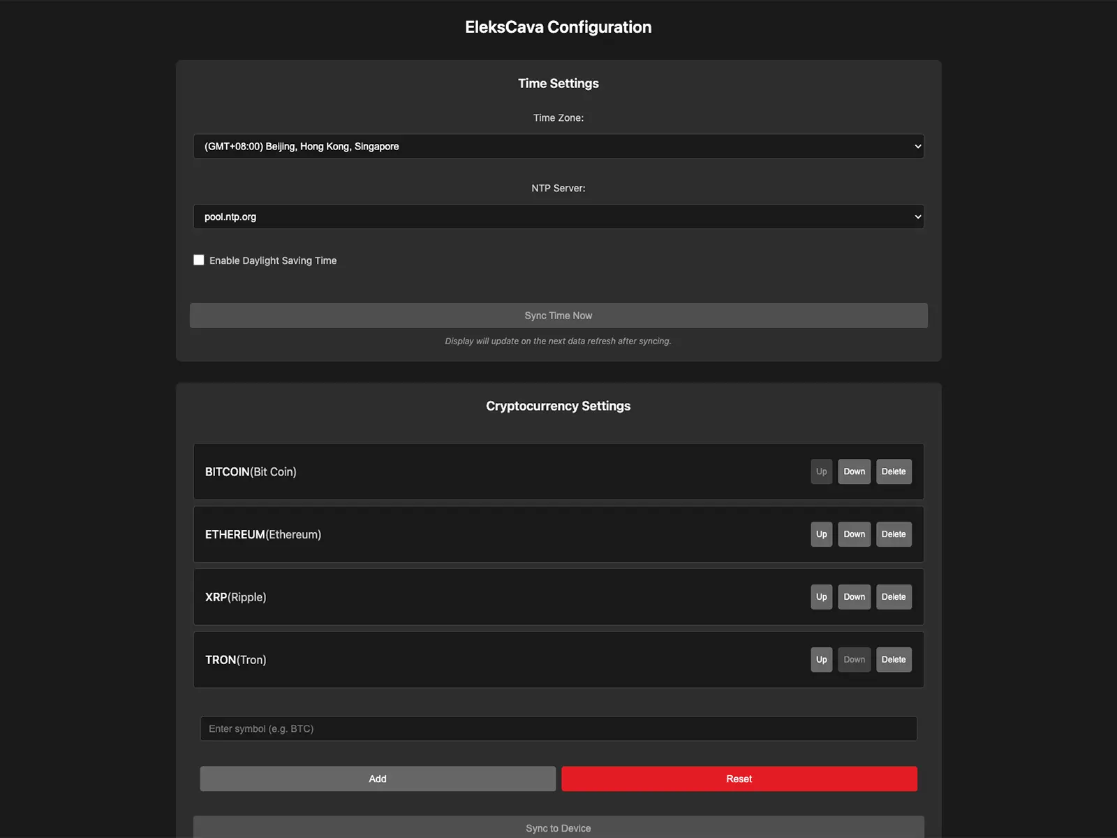 EleksCava Cryptocurrency Selection